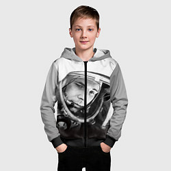 Толстовка на молнии детская Юрий Гагарин, цвет: 3D-черный — фото 2