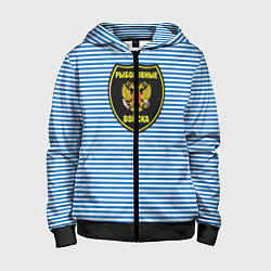 Толстовка на молнии детская Рыболовные войска, цвет: 3D-черный