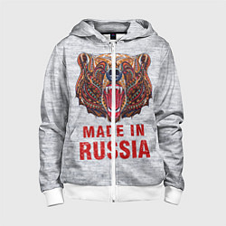 Толстовка на молнии детская Bear: Made in Russia, цвет: 3D-белый