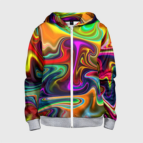 Детская толстовка на молнии Неоновые разводы / 3D-Меланж – фото 1