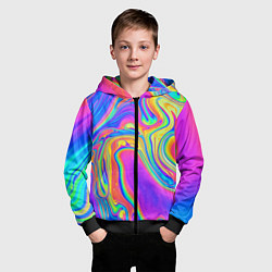 Толстовка на молнии детская Цветные разводы, цвет: 3D-черный — фото 2