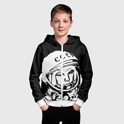 Толстовка на молнии детская Гагарин, цвет: 3D-белый — фото 2