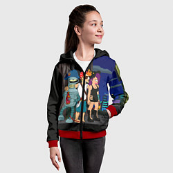 Толстовка на молнии детская Футурама пати, цвет: 3D-красный — фото 2