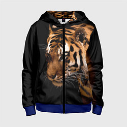 Толстовка на молнии детская Тигрица, цвет: 3D-синий
