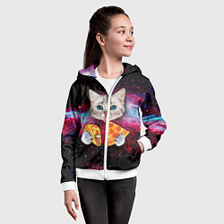 Толстовка на молнии детская Кот с едой, цвет: 3D-белый — фото 2