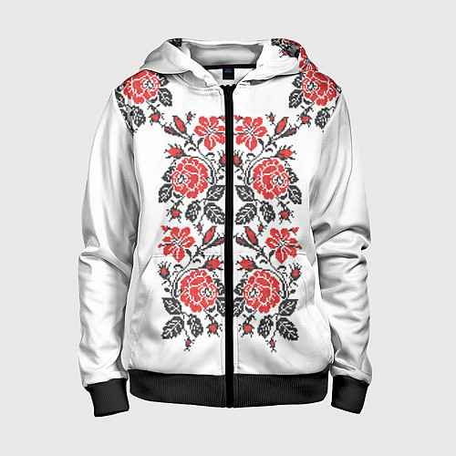 Детская толстовка на молнии Вышивка 28 / 3D-Черный – фото 1