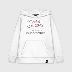 Толстовка детская хлопковая Королевы рождаются в сентябре, цвет: белый
