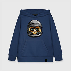 Толстовка детская хлопковая Кот космонавт, цвет: тёмно-синий