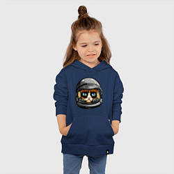 Толстовка детская хлопковая Кот космонавт, цвет: тёмно-синий — фото 2