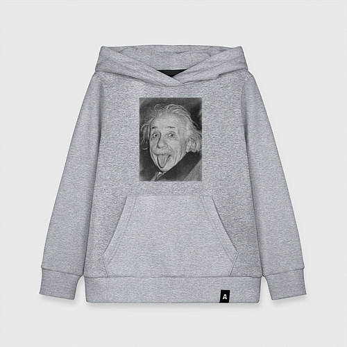 Детская толстовка-худи Энштейн дурачится / Меланж – фото 1