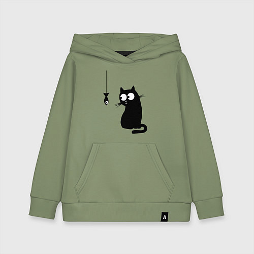 Детская толстовка-худи Кот и рыба / Авокадо – фото 1