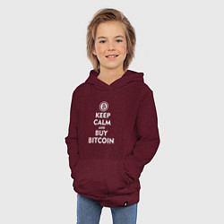 Толстовка детская хлопковая Keep Calm & Buy Bitcoin, цвет: меланж-бордовый — фото 2