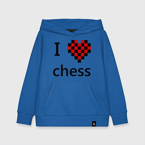 Детская толстовка-худи I love chess / Синий – фото 1