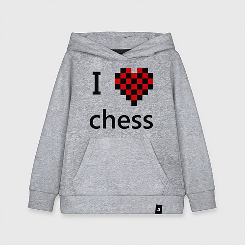 Детская толстовка-худи I love chess / Меланж – фото 1