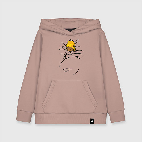 Детская толстовка-худи Спящий Гомер / Пыльно-розовый – фото 1