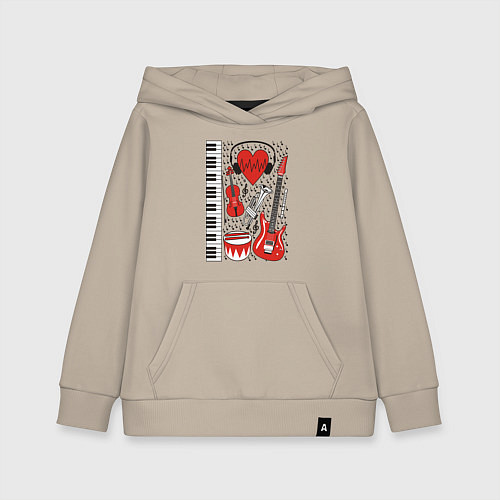 Детская толстовка-худи Истинный меломан / Миндальный – фото 1