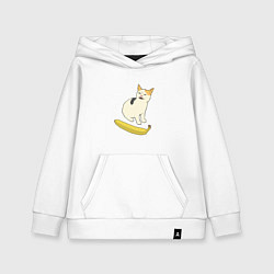 Толстовка детская хлопковая Cat no banana meme, цвет: белый