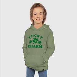 Толстовка детская хлопковая Lucky charm - клевер, цвет: авокадо — фото 2