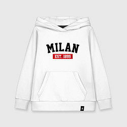 Толстовка детская хлопковая FC Milan Est. 1899, цвет: белый