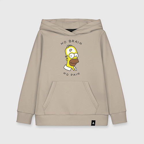 Детская толстовка-худи No brain, No pain / Миндальный – фото 1