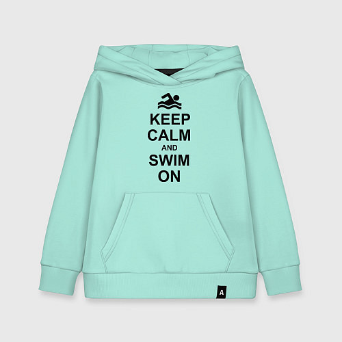 Детская толстовка-худи Keep Calm & Swim On / Мятный – фото 1