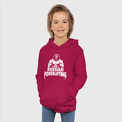 Толстовка детская хлопковая Russian powerlifting, цвет: маджента — фото 2