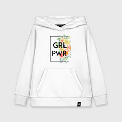 Толстовка детская хлопковая GRL PWR, цвет: белый