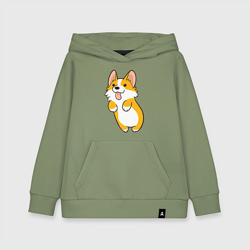 Детская толстовка-худи Корги лапочка / Авокадо – фото 1