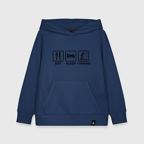 Детская толстовка-худи Eat Sleep Fishing / Тёмно-синий – фото 1