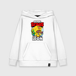 Толстовка детская хлопковая BRAWL STARS LEON, цвет: белый