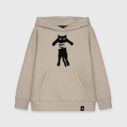 Толстовка детская хлопковая Черный кот в руках, цвет: миндальный