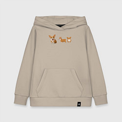 Толстовка детская хлопковая Корги, цвет: миндальный