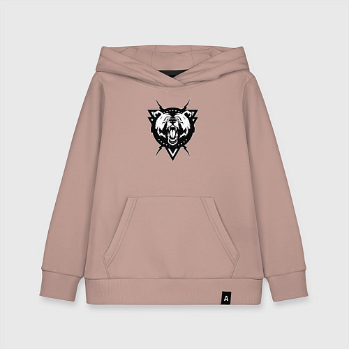 Детская толстовка-худи Медведь / Пыльно-розовый – фото 1