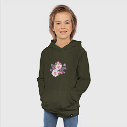 Толстовка детская хлопковая Полевые цветы, цвет: хаки — фото 2