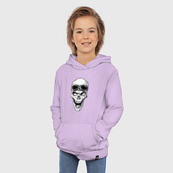 Толстовка детская хлопковая Skull and glasses, цвет: лаванда — фото 2