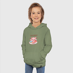 Толстовка детская хлопковая Скоро кушать?, цвет: авокадо — фото 2