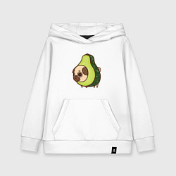 Толстовка детская хлопковая Мопс-авокадо, цвет: белый