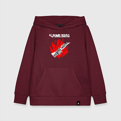Детская толстовка-худи CYBERPUNK 2077 SAMURAI / Меланж-бордовый – фото 1