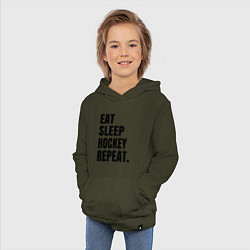 Толстовка детская хлопковая EAT SLEEP HOCKEY REPEAT, цвет: хаки — фото 2