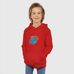 Толстовка детская хлопковая Дракон астронавт над планетой, цвет: красный — фото 2