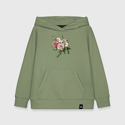 Толстовка детская хлопковая Букет роз, цвет: авокадо