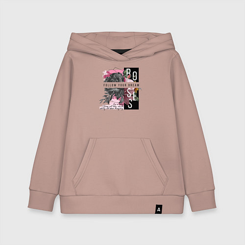 Детская толстовка-худи Roses / Пыльно-розовый – фото 1