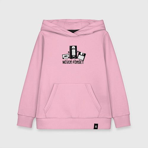 Детская толстовка-худи Never Forget Эпоха VHS / Светло-розовый – фото 1