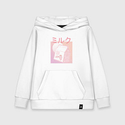 Толстовка детская хлопковая Vaporwave Strawberry Milk, цвет: белый