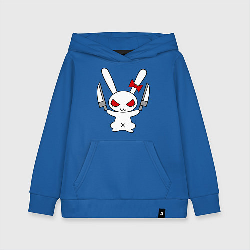 Детская толстовка-худи Зайка с ножами / Синий – фото 1