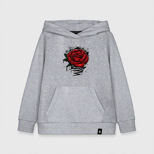 Детская толстовка-худи Красная Роза Red Rose / Меланж – фото 1