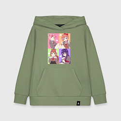 Толстовка детская хлопковая Girls Doki Doki коллаж, цвет: авокадо
