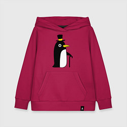Толстовка детская хлопковая Пингвин в шляпе, цвет: маджента