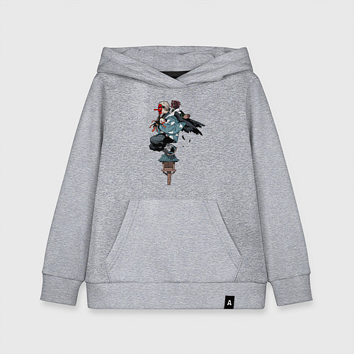 Детская толстовка-худи Клинок рассекающий демонов - ниндзя спасает Незуко / Меланж – фото 1