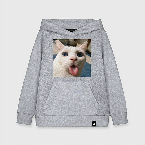 Детская толстовка-худи Мем про кота / Меланж – фото 1